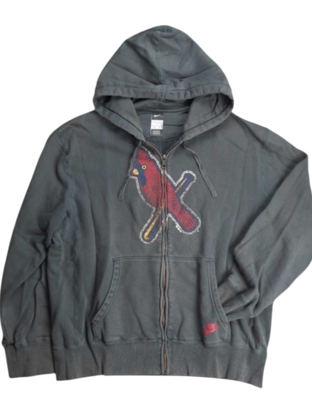 Nike St Louis Cardinals Gray Zip Hoodie SZ XL